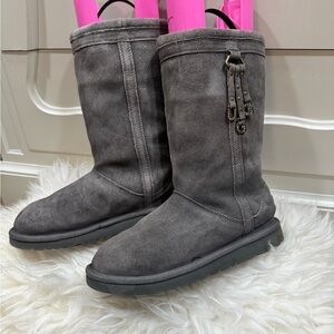 Dark Grey Leather UGG Rare Boots